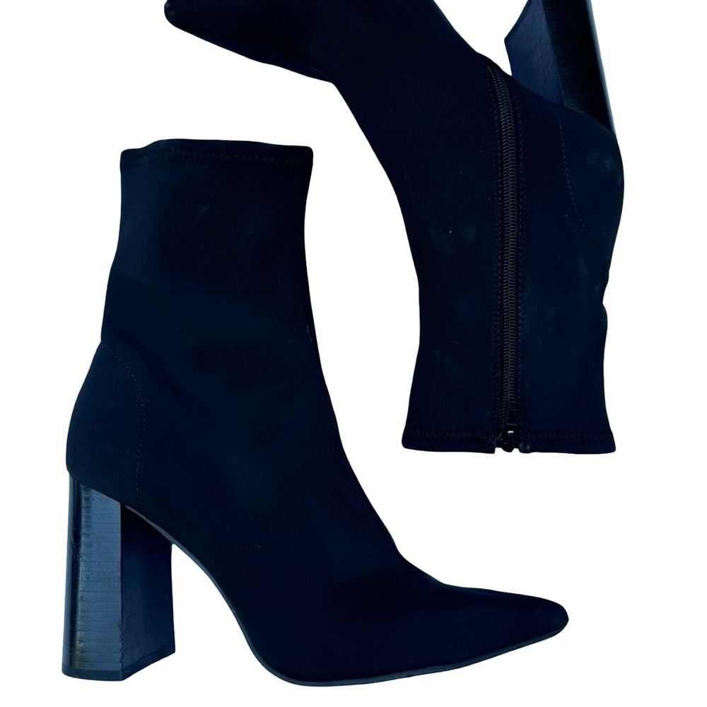 Jeffrey Campbell Black Stretch Block Heel Ankle Boots